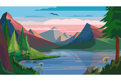 Mountain Morning - Illustration Background branding cartoon concept concept vector creative design graphic graphic illustration graphic vector illustration isolated morning mountain ui vector vector abstract vector illustration web web concept website