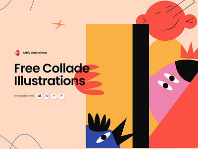Free Collade Illustrations abstract characters colorful download free freebie geometric illustration illustrations scenes vector