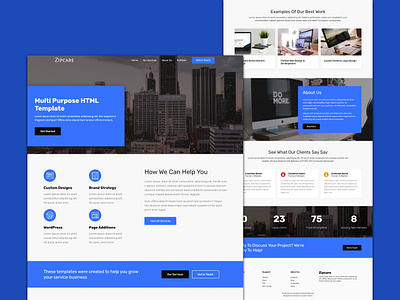 Zipcare - Multipurpose Website Template business digital agency html template service business ui design ux design web design web design template web development website template