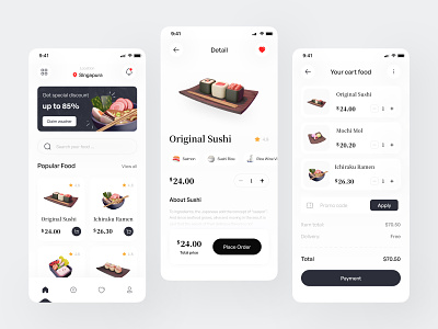 Sushi - Food App android app android app design app clean delivery delivery app design fast food food app food shop mobile app mobile app design mobile ui restaurant shop simple sushi sushi app sushi mobile app ui