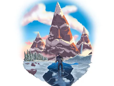 In the valley of the mountains illustration