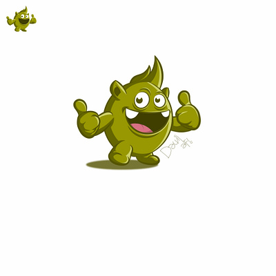 Green 2 cartoon character green illustration logo mascot monster vector