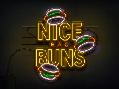 Nice Buns Neon asia asian bao chicken china cuisine effect food glow japan light pun sandwich vivid