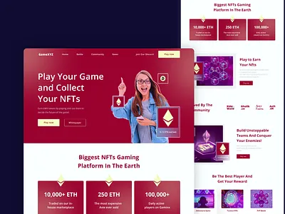 NFT Games Web Design adobe xd figma graphic design illustration nft design nft game nft graphics nft landing page nft logo nft play game nft ui design nft webiste play game responsvie design web design web page