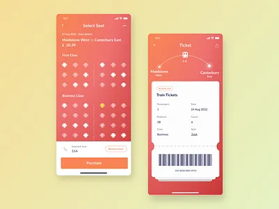 Daily UI 21: Train tickets vending app ticket ui ux