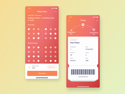 Daily UI 21: Train tickets vending app ticket ui ux