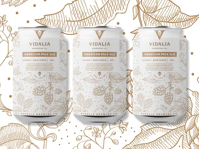 Vidalia - Beer Packaging Design alcohol beer beer art beer branding beer can beer design beer packaging beverage branding can craft beer craft brewery hops label logo logodesigner negative space packaging pattern