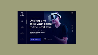 VR Game Hero Header figma game header game ui desing game web hero template gaming banner gaming ui gaming website hero header hero website illustration interface design landing page photoshop uiux design vr game