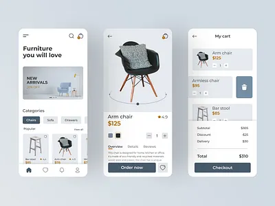 Furniture E-commerce app app design e commerce e commerce app furniture app furniture e commerce mobile app design mobile design ui uiux ux