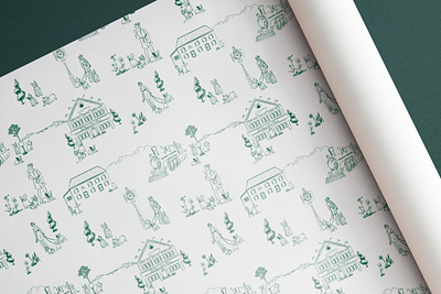 Barter House Custom Toile de Jouy Wallpaper design estampa fabric fashion graphic art graphic design hand drawn illustration interior interior design pattern print repeat repeating surface design surface pattern textiles toile toile de jouy wallpaper