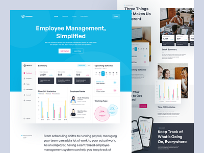 HRahkunu, HR Management Landing Page admin administration dashboard employee management hr human resource landing page leave schedule management time off schedule ui user experience user interface ux web design webpage website