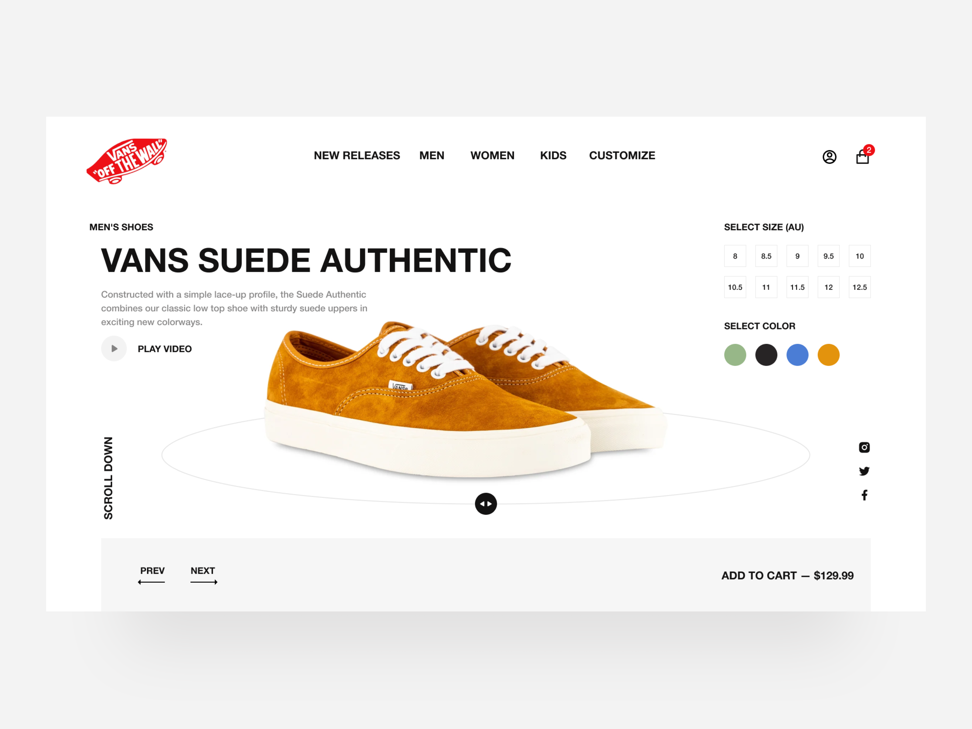 Vans Product Page Design authentic branding clean design era figma logo shoes sick skate skateboarding ui ux vans web website