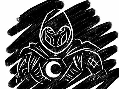Moon Knight 🌙 2d art black black and white character character design dark drawing graphic design infinite painter marvel marvel comics moon moon knight superhero superhero design superheroes white 🌙