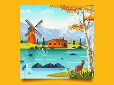 Illustration Series 3 adobe design dribbble follow graphicdesign illustration landscape like nature river shot vector