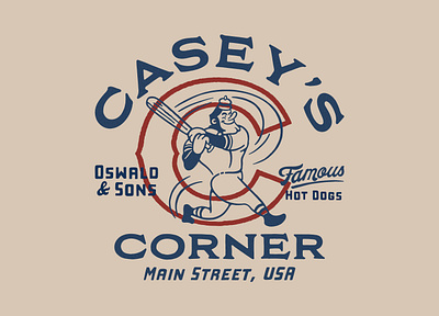 CASEY'S CORNER - OSWALD & SONS artwork handrawn illustration vintage vintage logo