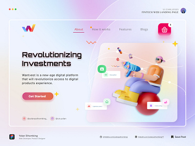 Wantvestment of Landing page 3d 3d design app crypto app design figma fintech app illustration simplify stock app ui challenges ui design uiux design web landing page