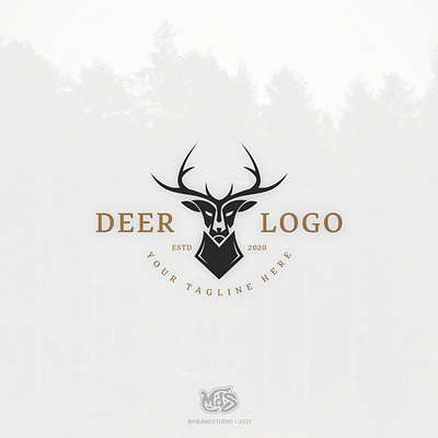 Hunting club symbol inspiration, vintage icon deer logo design antlers stamp