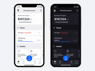 Mobile app for freelancers | UX UI Concept app balance banking cards dark dashboard design finance ios light mobile theme ui ux