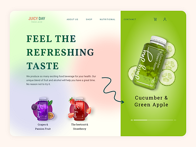 Organic Juice - Header Exploration adobe xd creative design ecommerce figma grid header header exploration juice minimal organic shop trendy design ui uiinspiration uitrends uiux design ux uxtrends web design website