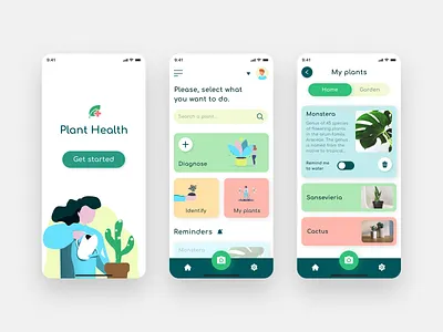 Plant Health app UI app design figma illustration ios plant ui ux