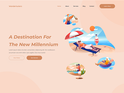 Travel Illustration Design design illustration interface landing layout logo minimal minimalistic page travel typography ui uidesign uiwebdesign userinterface ux web webdesign webpage website