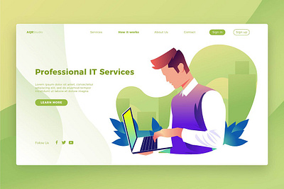 Professional IT - Banner & Landing Page app banner concept design development illustration landing landing page marketing process professional professional it profit ui ui design ux ux design web webapp website