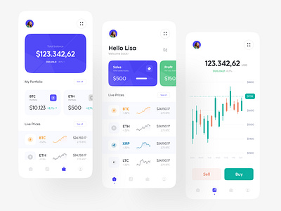 CryptoCurrency App Design blockchain branding clean coin crypto currency design interfcae minimal ui uiux userinteface