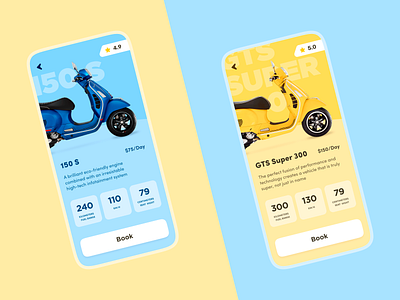 Vespa Rent App Concept app mobile ui ux