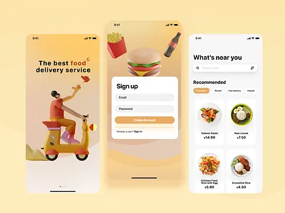 Food Delivery Mobile App - Landing Page and Sign Up app delivery design figma food icon landing page sign up page typography ui ux