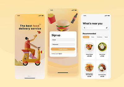 Food Delivery Mobile App - Landing Page and Sign Up app delivery design figma food icon landing page sign up page typography ui ux