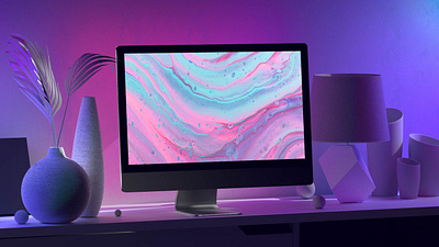 Color iMac Mockups abstract clean color computer desktop device display imac laptop mac macbook mockup onlineshop onlinstore presentation realistic simple theme ui violet