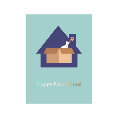 Happy New Home! design flat graphic design home housewarming illustration minimal postcard vectorart