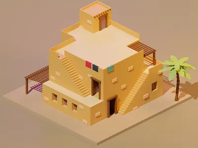 Arab House lowpoly 3d art 3d illustration 3d lowpoly 3d modeling arab house blender lowpoly lowpolyart polyart render