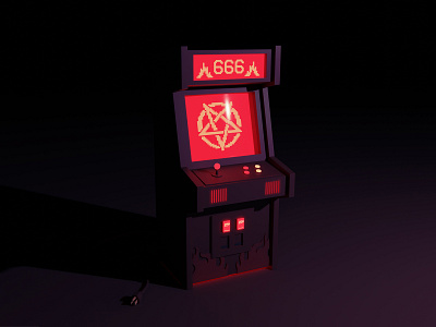 heretic 3d 3d art 666 arcade art blender design devil fire flames heretic icon illustration red retro video games vintage