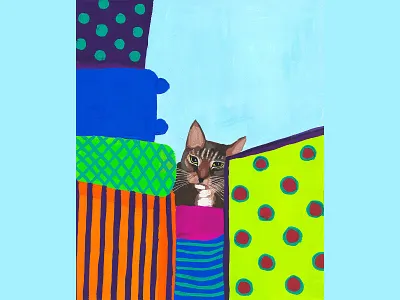 Albi 2 boxes cat childrens illustration colorful design illustration painting pet