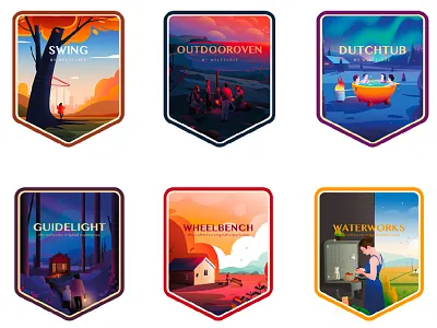 Weltevree hill illustration illustrations landscape light mountain nature sticker tree