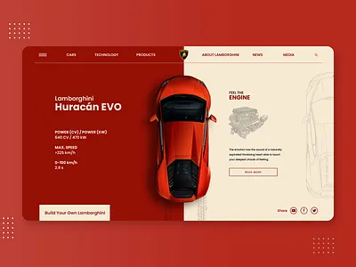 Lamborghini Huracán EVO Landing Page Concept branding car concept lamborghini landing page landing page concept ui ui design web page website website ui