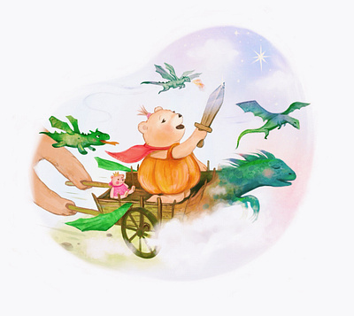 Pumpkin bear bear cartoon character children book dragon illustration procreate watercolor