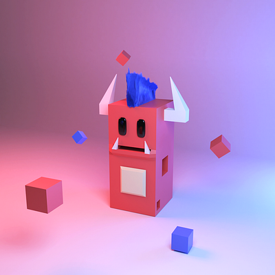 Block-monster-1 3d blender illustration
