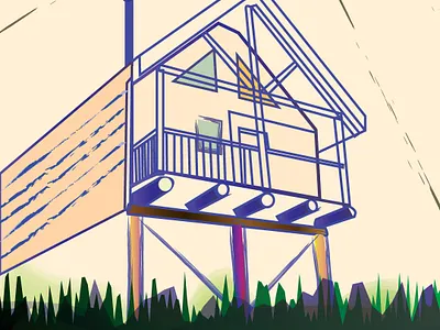 cottage artwork branding clean colorful cottage design graphic design house illustration illustrator line lineart logo ui vector