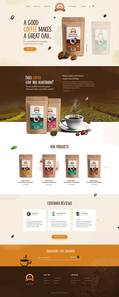 Coffee website design graphic photoshop ui uxui