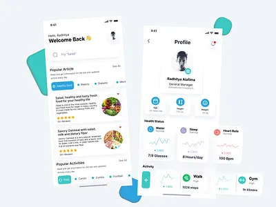 Health App Concept app app design clean design design exploration health healthcare healthy life lifestyle manage medical ui uiux ux