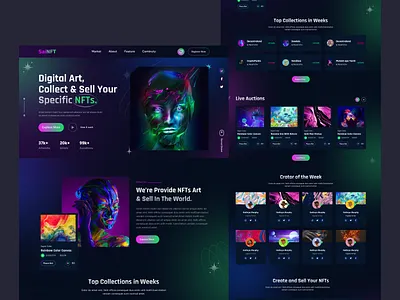 SaiNFT.-NFT Marketplace Website 2022 trend art bitcoin cryptoart cryptocurrency dark eth header landing page marketplace nft ui nfts toke ui ui design ui ux ux web art web design website