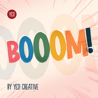 Booom! colourful comic font fun hand drawn