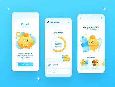 Dr.ink | Drink Reminder App activity app app design calendar design drink app habit health health mobile app healthcare icons illustration medical mobile app schedule ui ui trend uiux user interface water