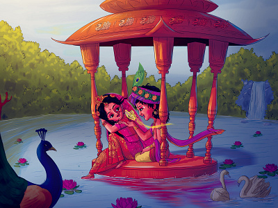 Radha krishna artamnaz cartoon character creativeart cute cartoon digital illustration illustration illustrator krishna mahabharatha radha krishna