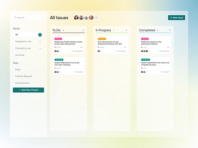 Kanban Dashboard App branding dashboard design figma graphic design graphicdesign illustration issue kanban logo tasks ui uiux uiuxdesign ux