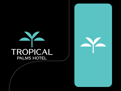 Tropical ( Palms Hotel ) branding design flat logo graphic design hotel logo icon identity illustration logo logodesign logotype mark minimal logo minimalist logo monogram natural natural logo symbol typography unique logo