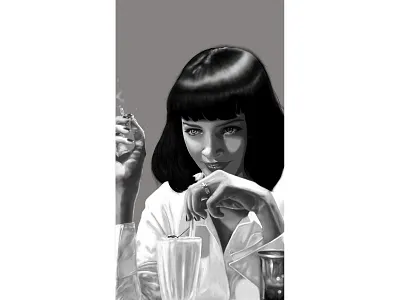 illustration - "uma" adobe adobe photoshop blending brushes design digital media drawing gradient graphic design graphics illustration movie poster photoshop poster pulp fiction sketch uma uma thurman