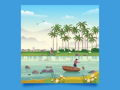 Illustration Series 4 adobe countryside design dribbble follow graphicdesign illustration landscape nature river shot vector